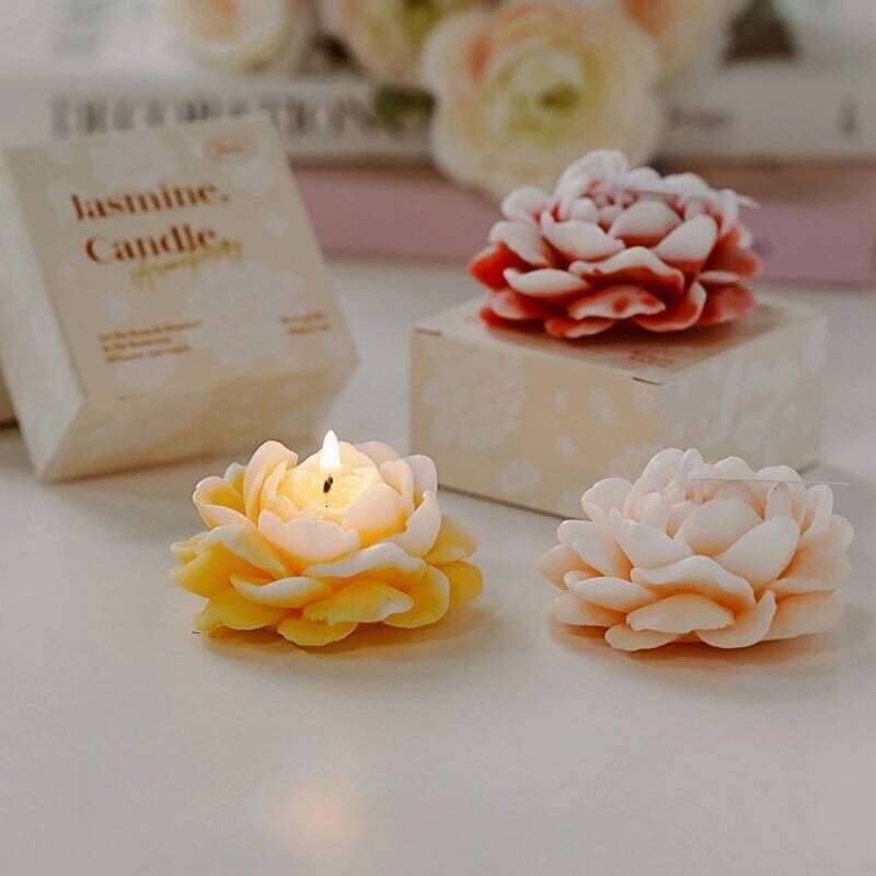 1pc Jasmine Shaped Aromatherapy Candle Mother's Day Souvenir Small Creative Fragrance Gift Ornament S260204