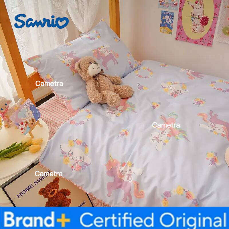 Sanrio Seires Melody Sheets Quilt Cover Pillowcase Bed Three-piece Set Cute Cartoon H260205