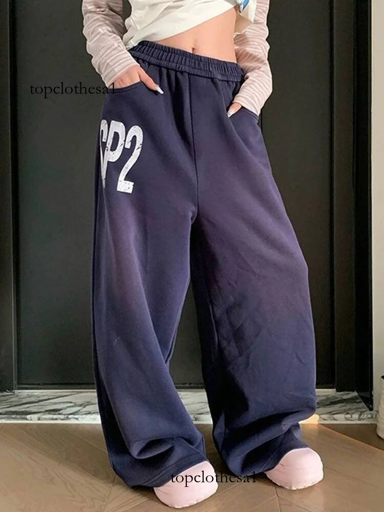 Vintage American Letter Sweatpants Streetwear Hip Hop High Waist Loose Pant Spring Casual Harajuku Retro Pockets Bf Y2K Trousers