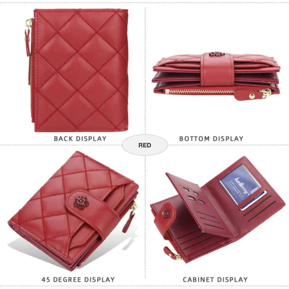 Argyle Multi-Card Trifold Zipper Coin Purse New Fashion Casual Women's Short Wallet Vertical Driver's License Buckle Card Holder Z260205