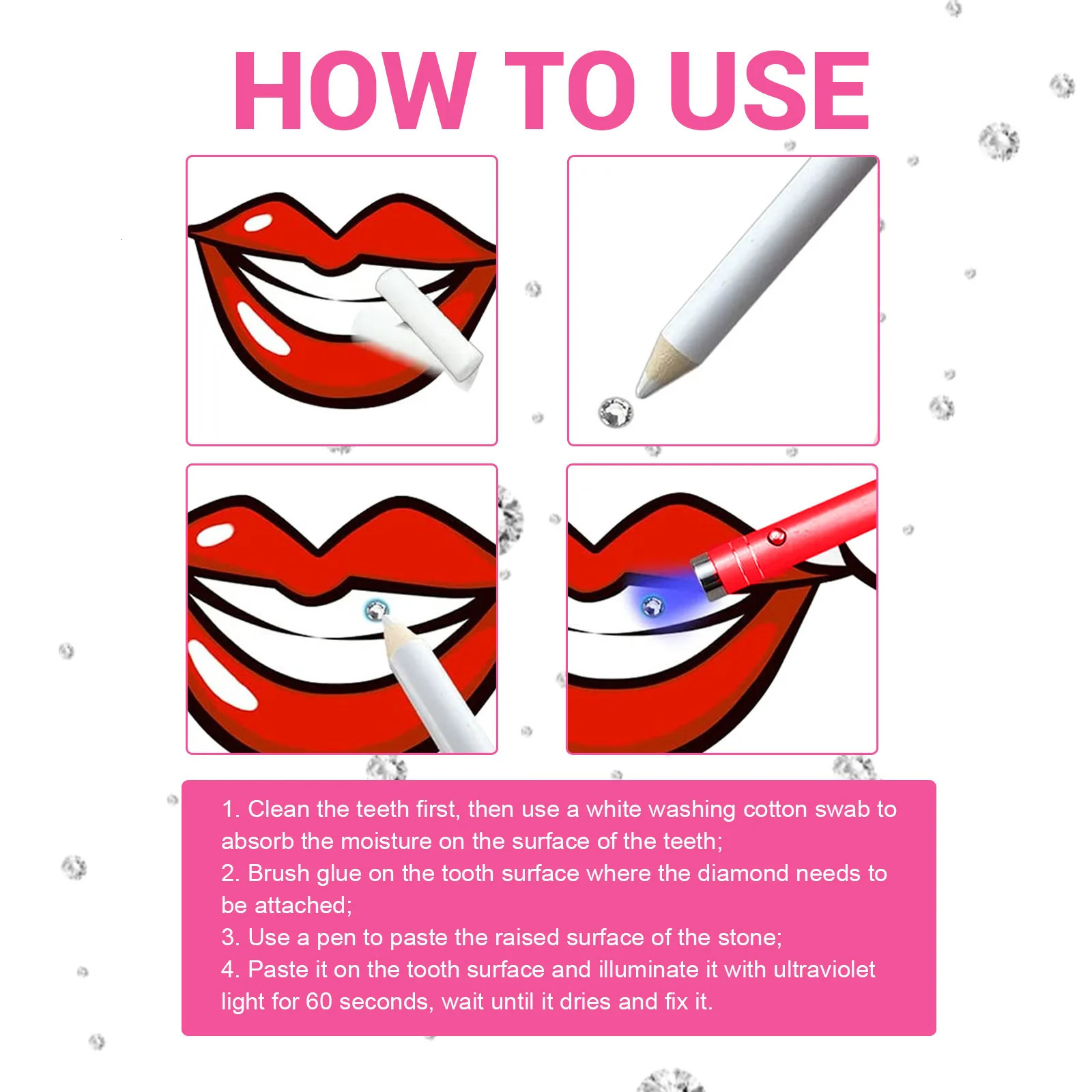 Teeth Gem Grills Set Hip Hop Party DIY Dental Diamonds Gift Kit Holiday Valentines Day Mothers Day Halloween Christmas 260130