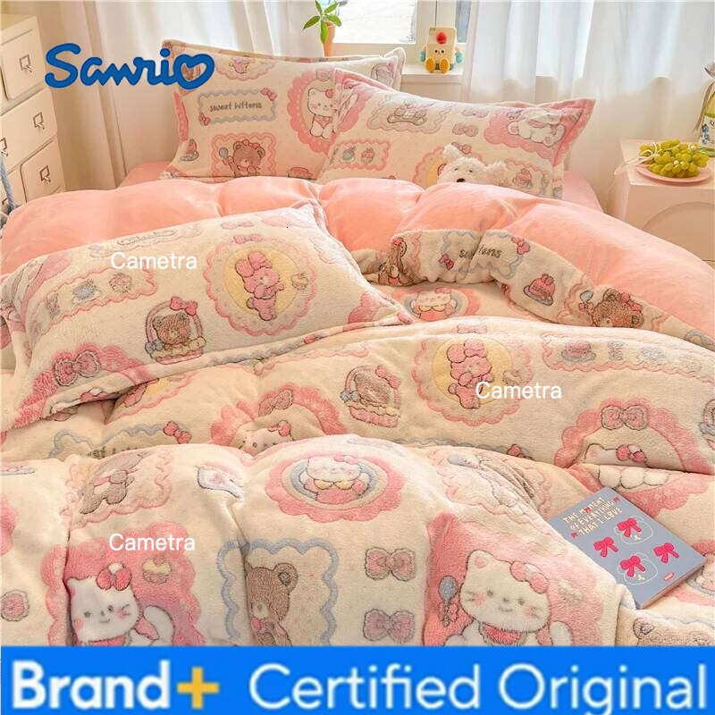 Sanrio Warm Flannel Duvet Cartoon Print Quilts Cover Skin-friendly Bedding Winter Comforter Covers funda nordica No Pillowcase H260205