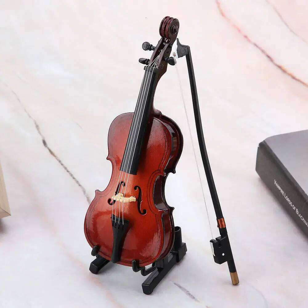 5.5in 14cm Wooden Miniature Cello Replica with Case Instrument Model Musical Gifts Ornaments Decoration S260204