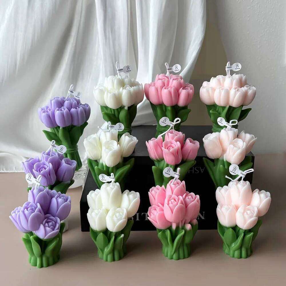 Bouquet Soy Blend Scented Holder Floral Candle Ornament Colorful For Relaxation Spaces Meditation Living Room S260204