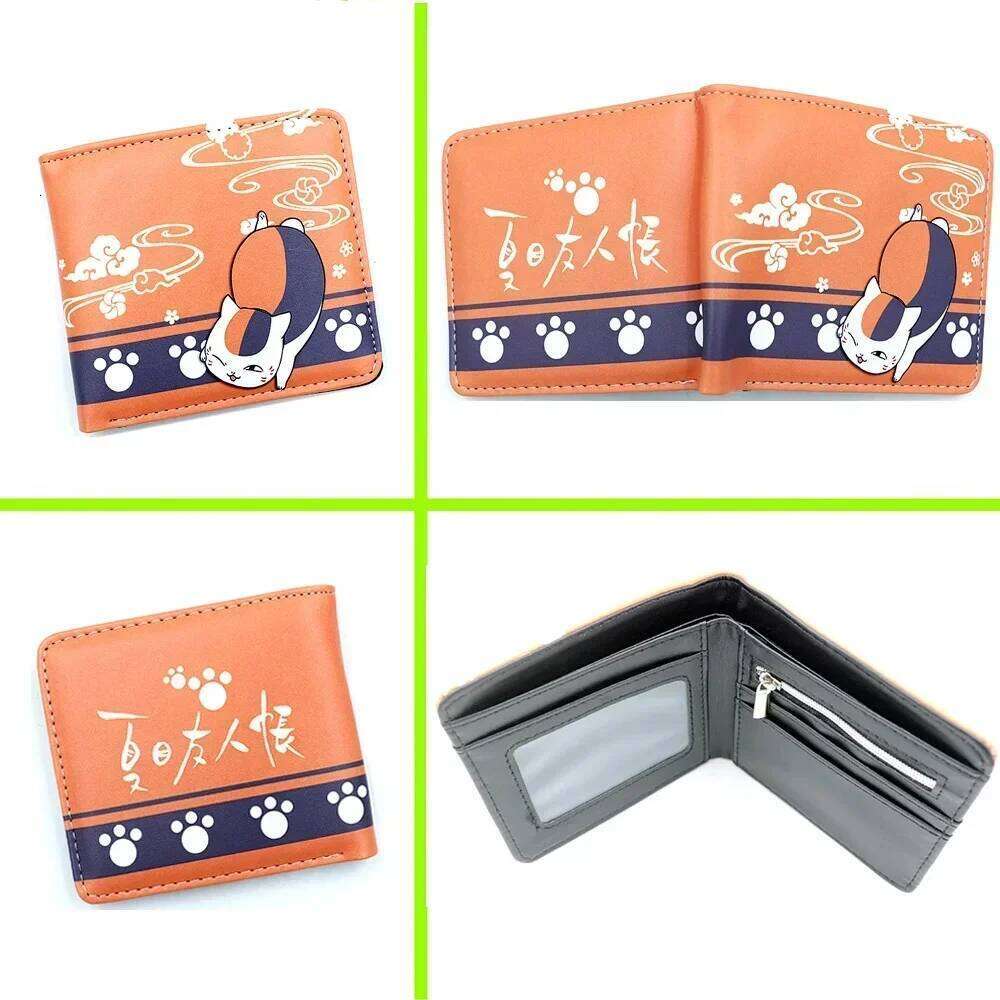 Anime Natsume Yuujinchou Short Button Wallet Cartoon Cat Teacher PU Leather Zipper Purse Z260205