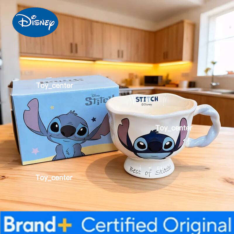Disney 360ml Cartoon Anime Stitch Ceramics Mug Kawaii Kids Breakfast Cereal Milk Cup Office Coffee Cups Cute birthday Kitchenware Gifts H260205