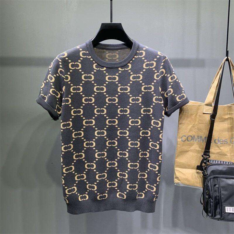 Men's Short Letter Jacquard High-End Autumn Winter Base Layer Top Youth Knitted Sweater Thickened Half Sleeve