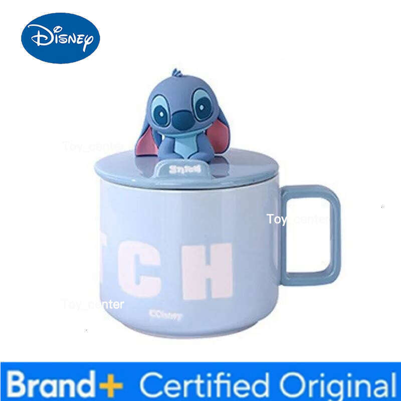 Disney stitch mug cute sticky stand ceramic oat water cup anime peripherals with cover for best friend birthday gifts H260205