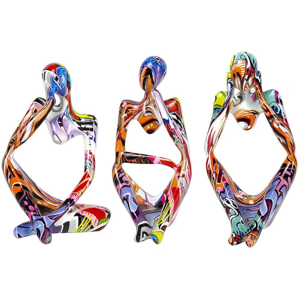 Resin Modern Thinker Sculpture Ornaments Abstract Character Figurines Mini Handicraft Home Decor for Office Study Shelf S260204