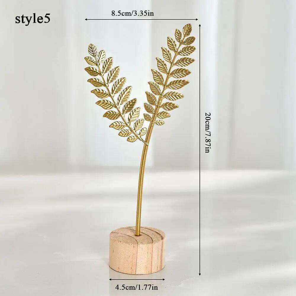 Ginkgo Leaf Wrought Iron Ornaments Home Decoration Office Desktop Crafts Miniature Figurines Creative Luxury Ornament S260204