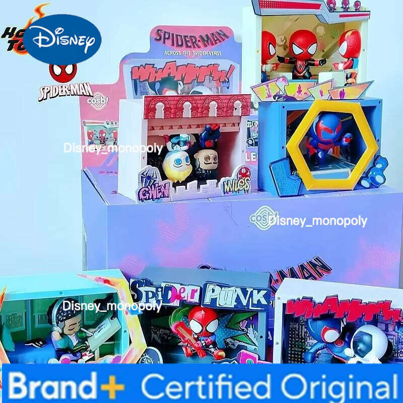 Disney Hot Toys Spiderman Across The Spider-Verse Cosbi Blind Box Collection Mini Figures Model Garage Desktop Ornament Christmas Gift H260205