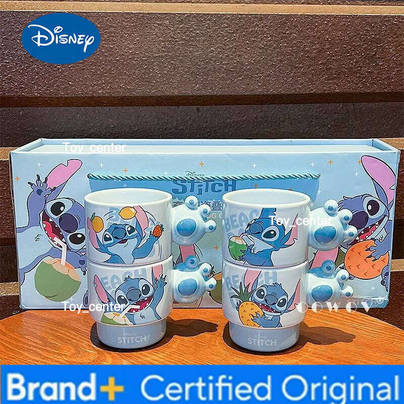 Disney New Anime Accessories Stitch Cartoon Coffee Mug Ceramic Stacked High Appearance Office Home Water Cup Friend Gift H2602051