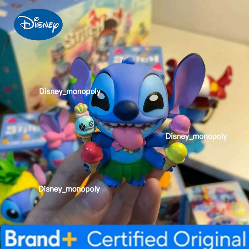 Disney Hot Toys Original Starcraft Baby Holiday Series Stitch Blind Box Mini Collection Doll Q Edition Trendy Play Figurine Gift H260205