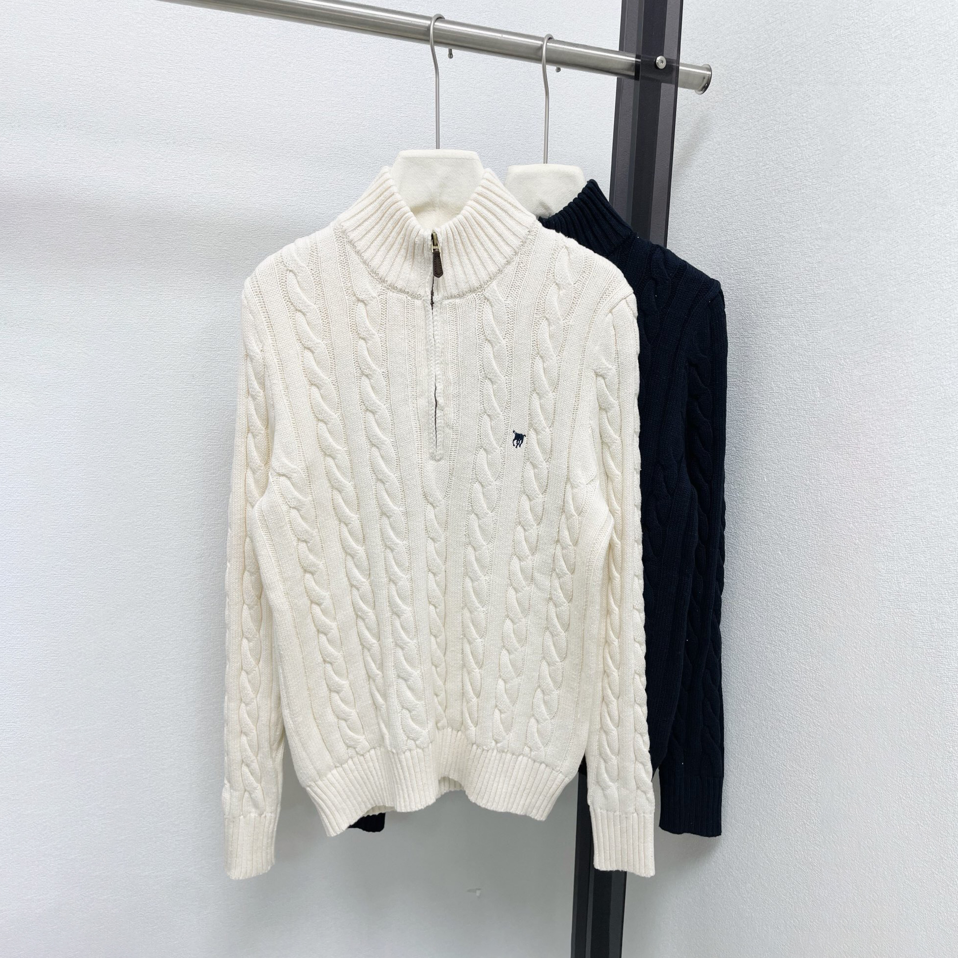 Gentleman style designer men's wool casual high-quality half zipper sweatshirt Polo jacket autumn and winter long sleeved sweater pullover size S-2XL