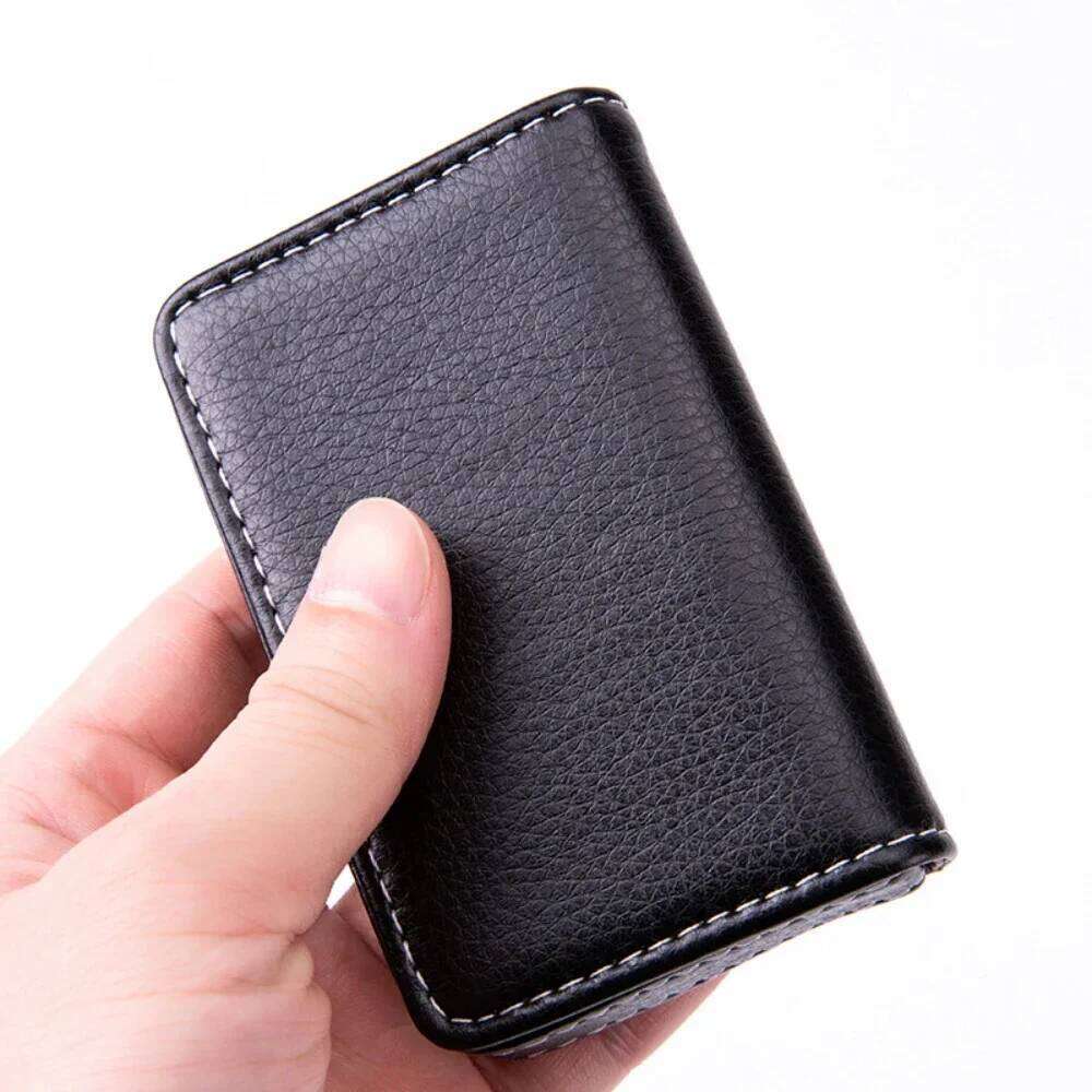 Sized Stitched PU Leather Credit Holder Visiting Business Card Case Wallet with Magnetic Shut for Men & Women Z260205