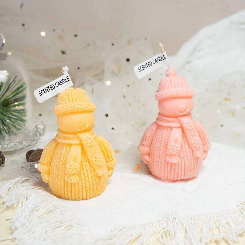 Scarf Snowman Cute Hat Candle Christmas Decoration Festival Aromatherapy Candles Xmas Home Tabletop Ornament S260204