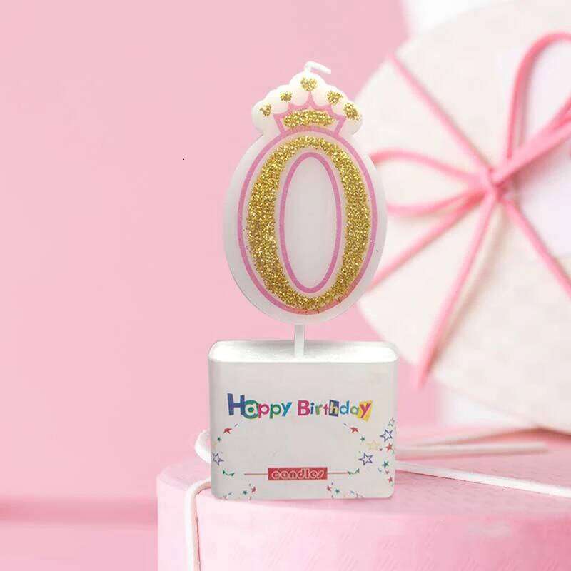 Gold Crown Cake Baking Decoration Plug-In Birthday Prty Anniversary Scene Layout Pink Blue Lace Exquisite Small Candle S260204