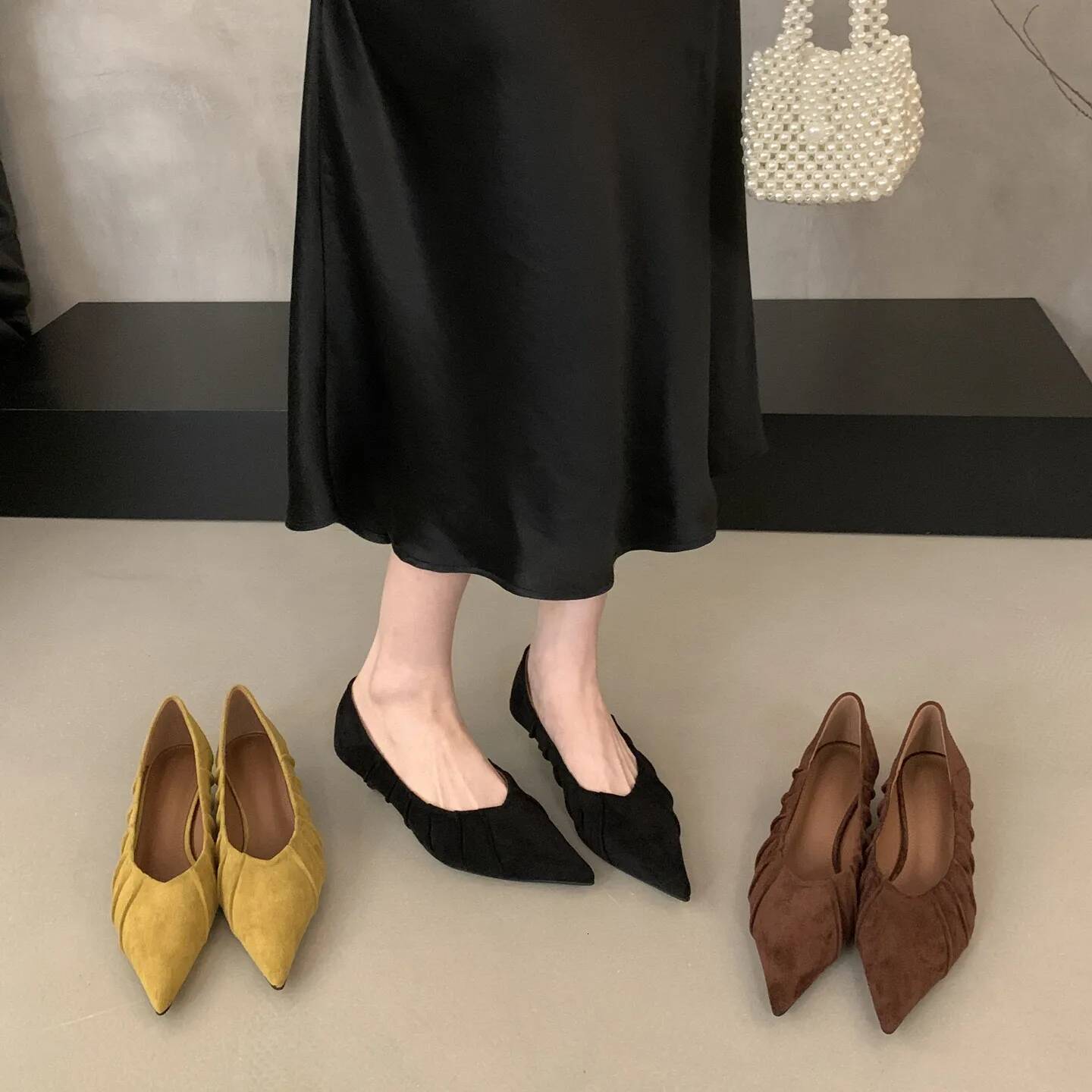 Bailamos Spring New Brand Women Fashion Gold Pointed Toe Shallow Slip On Slingback Shoes Thin Low Heel Dress Pumps ddmypanda