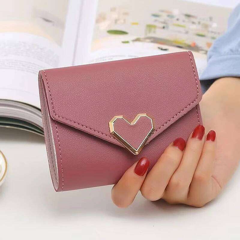 New Women Short Wallets High Quality Card & Photo Holder Simple Female Purse Heart-Shaped Cute Small Wallet For Girls Z260205