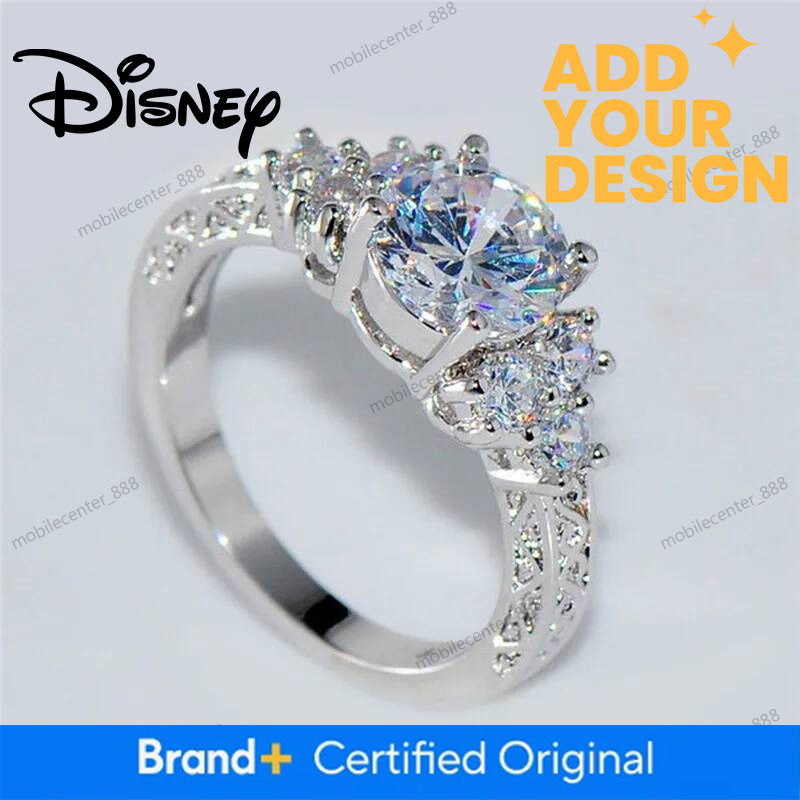 Disney Designer Jewelry 925 Exquisite Silver Color Engagement Rings for Women Fashion White Zircon Stones Ring Anniversary Bridal Wedding luxury Jewel