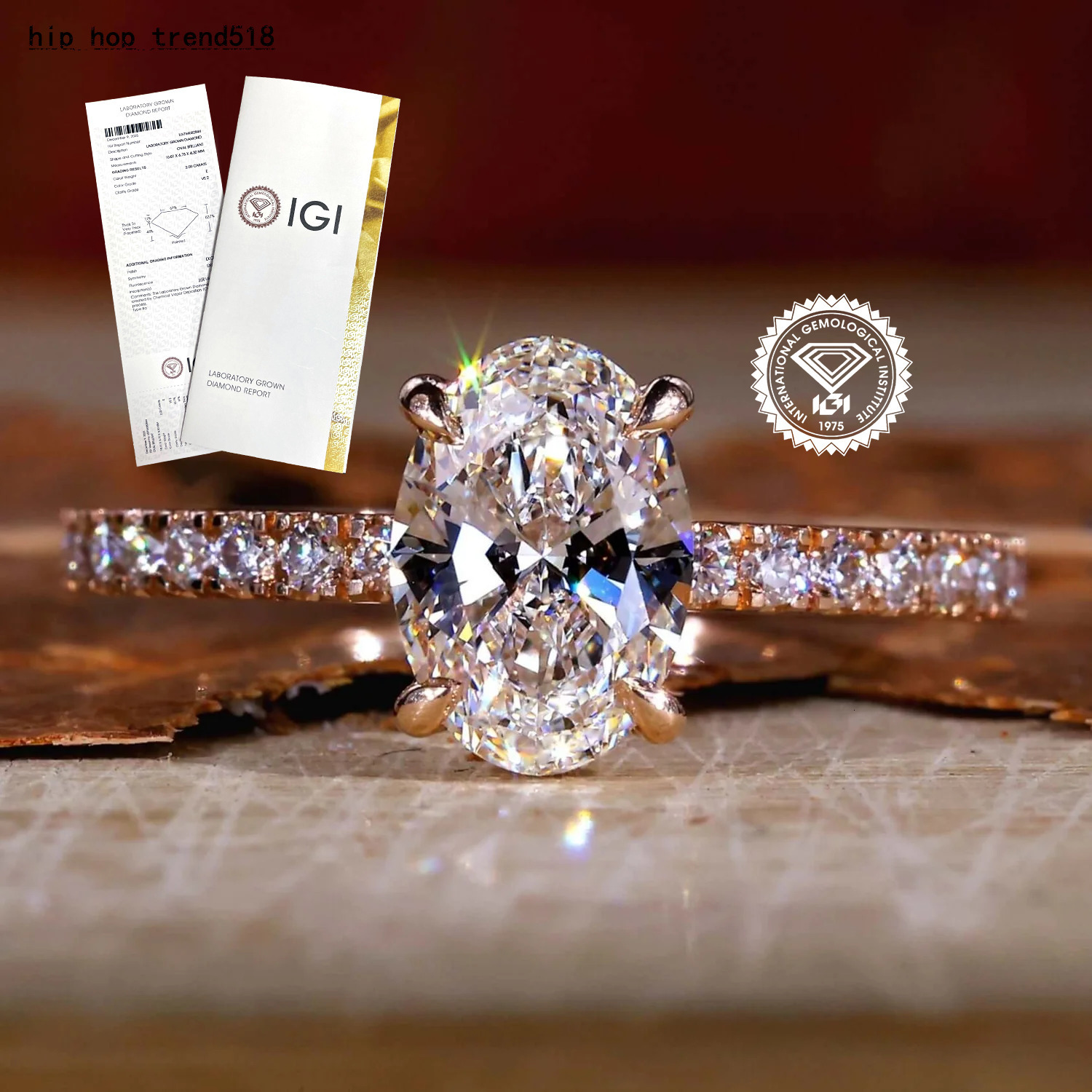 Luxury 9k 14k 18k Solid Gold Diamond Engagement Rings IGI Certified 3CT Oval Lab Grown Diamond Ring for Bride Wedding Jewelry