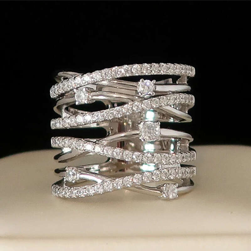 Sparkling Diamond-Studded Zirconia Ring Designed for Women's New Jewelry Collection Perfect for Ladies' Holiday Parties and Travel