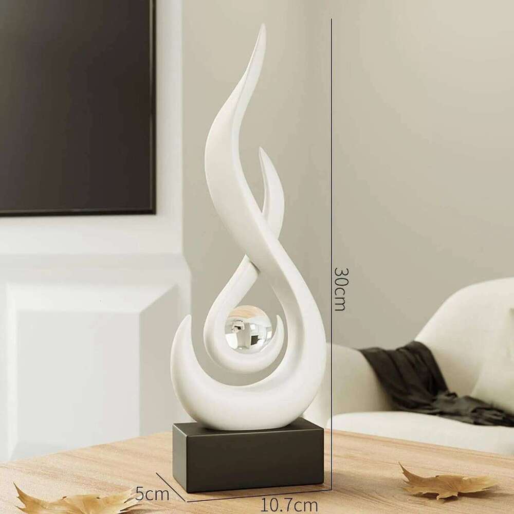 Resin Abstract Fire Statue Modern Art Sculpture Desk Ornament Vintage Study Office Home Interior Arrange Decorative Figurines S260204