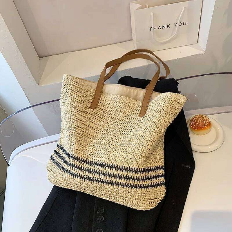 Vintage Straw Rattan Woven Handmade Summer Beach Bags Ladies Large Capacity Shoulder Bag Bohemia Travel Handbags Totes sac Y260204