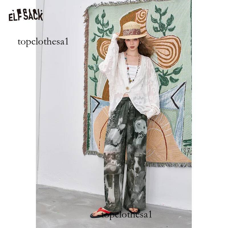 ELFSACK 2025 Summer New Arrivals Pink Cargo Casual Straight Wide Leg Pants For Women