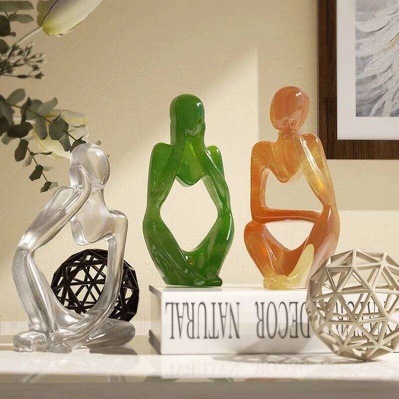 3D Thinker Portrait Ornaments Epoxy Simple European Abstract Body candle mold Resin Silicone Mold Home Decor S260204