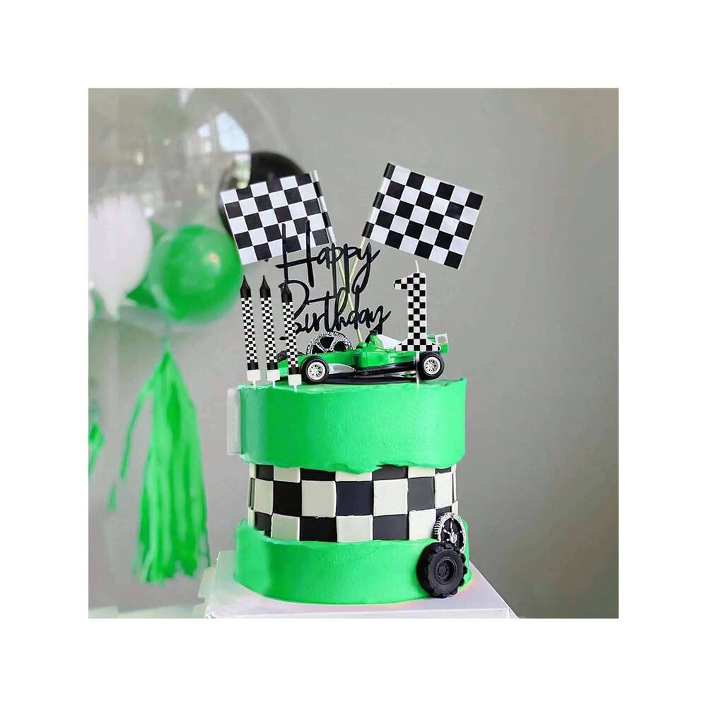7Pcs Set,Cake Numeral Candles,Racing Cars Themed Birthday Candles for Cake Candle Checkered Decoration S260204