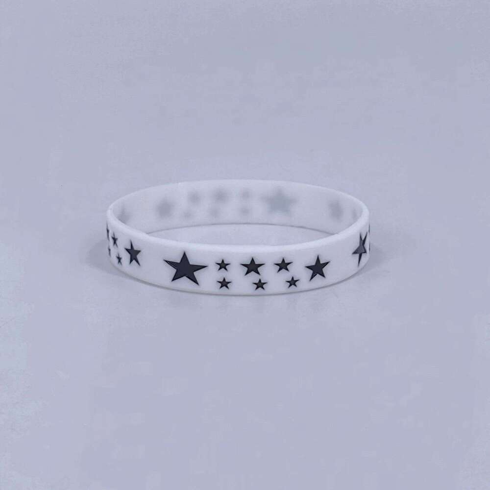 Cross-Border European American 6-Pack Five-Pointed Theme Wristbands Youth Men and Women Sports Color-Filled Star Silicone Bracelets