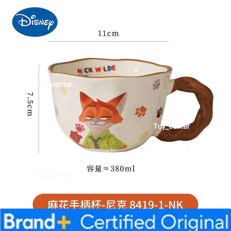 Disney Zootopia Cartoon Anime Couples Mug Cute Ceramic Tea Coffee Printing Milk Cup Set Home Decoration Kawaii Gift for Girls H260205