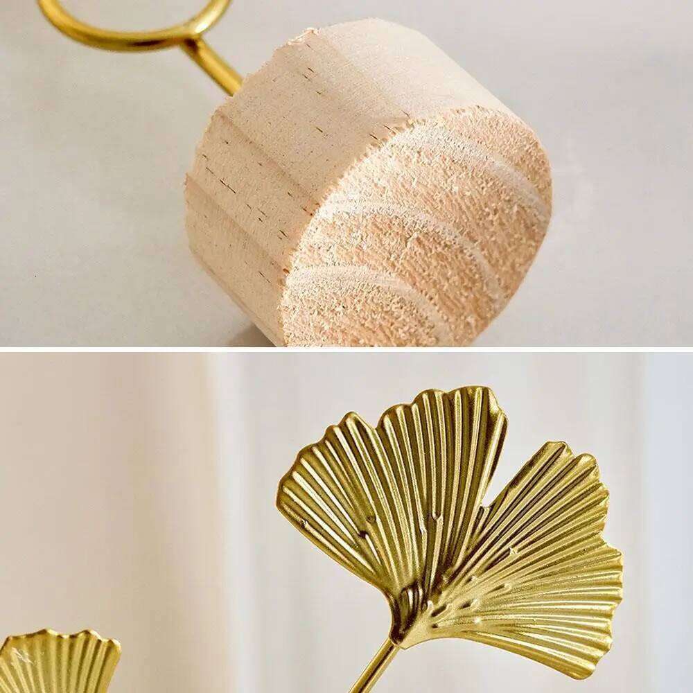 Ginkgo Leaf Wrought Iron Ornaments Home Decoration Office Desktop Crafts Miniature Figurines Creative Luxury Ornament S260204