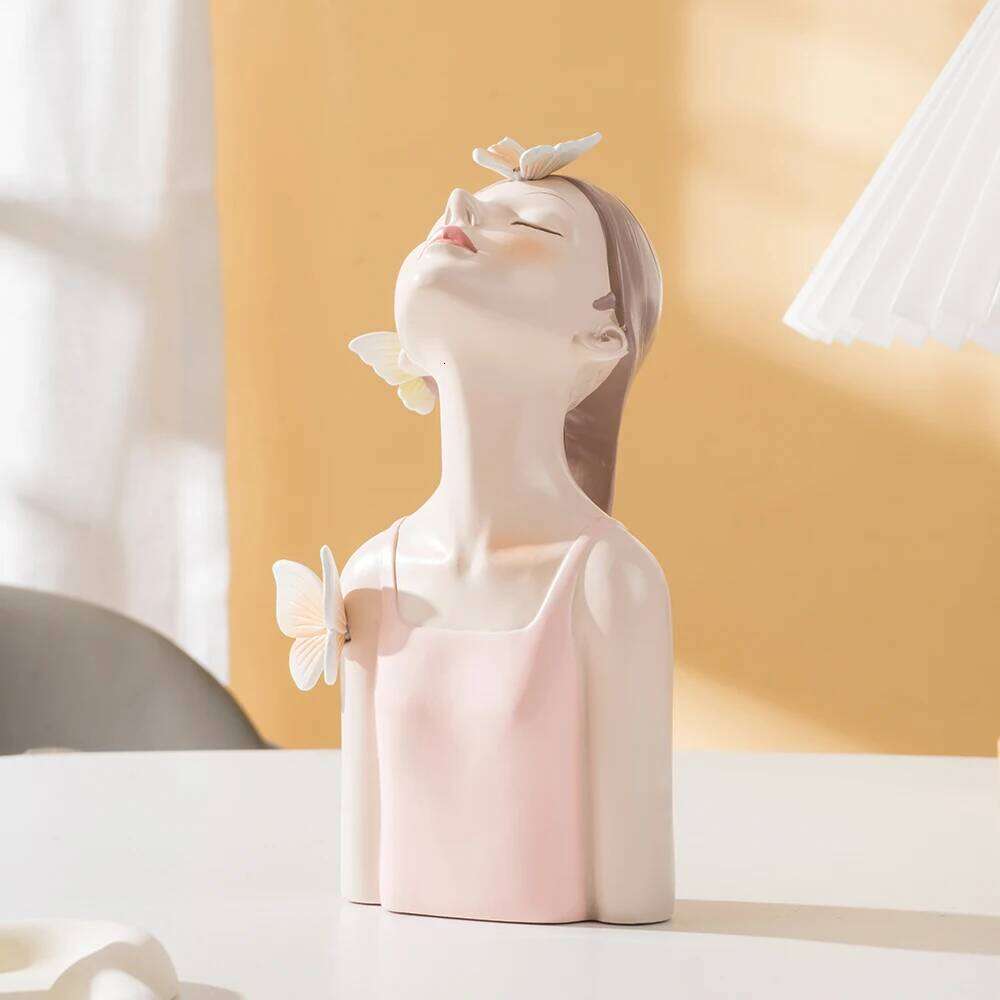 Vilead Butterfly Girl Sculptures Teens Pink Room Decoration Interior Fairy Garden Pop Art Modern Decor Bedroom Home Design S260204