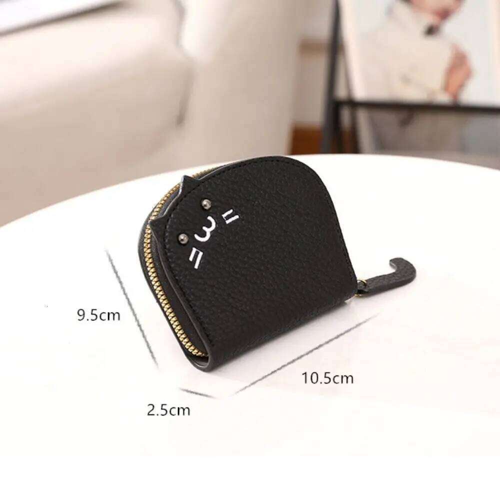 Small Cartoon Cat Mini Wallet PU Leather Zipper Holder Ultra-thin Card Bag Women Girls Z260205