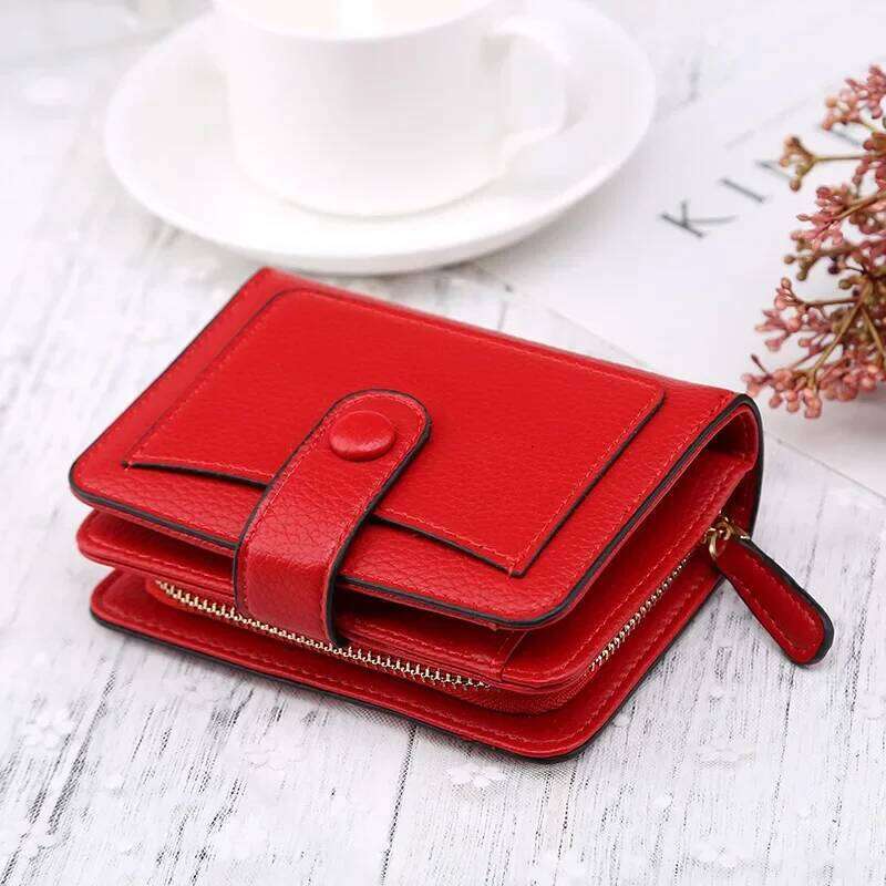 Women Wallets 2023 New Luxury Brand Red Black Small Mini Coin Purse Hasp Card Holder Lady Wallet Zipper Female Leather Buckle Z260205