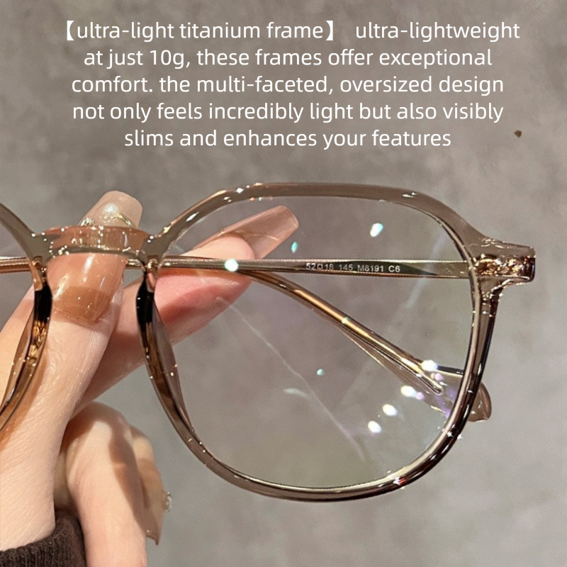 Ultra light pure titanium large frame glasses for myopic women, with professional prescription and anti blue light natural eye frame for women Only ey
