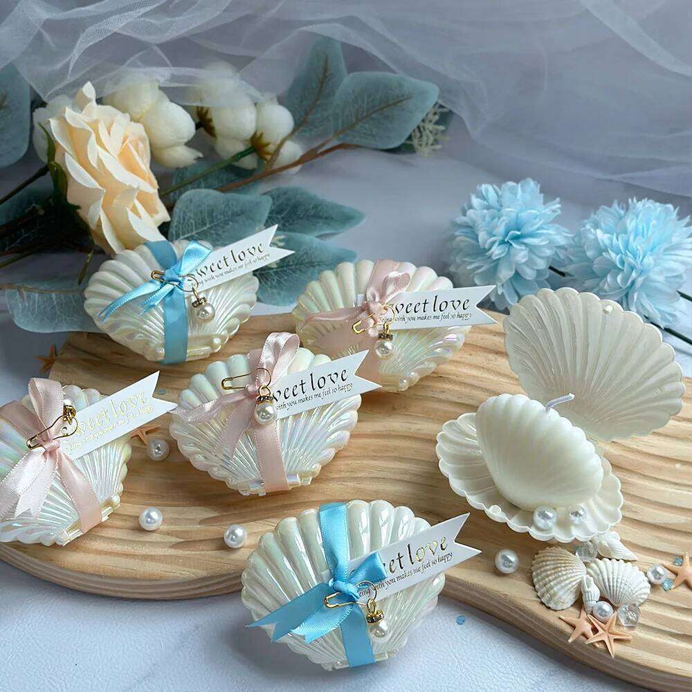 10pcs/20pcs Shell Pearl Set Freesia Scented Candle Bridal Shower Wedding Favors for Guests Party Holiday Home Decor S260204