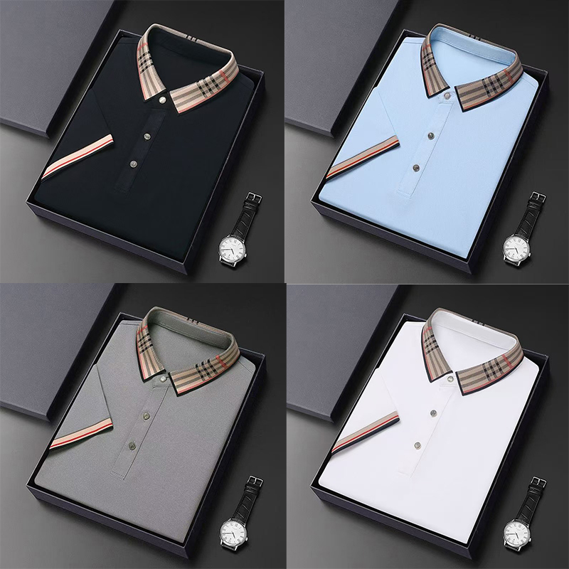 Luxury Brand Designer Clothes Summer New Men's Short Sleeve Polo Shirt For Young And Middle-Aged, Casual Business Turn-Down Collar Solid Color Half Sleeve Top,