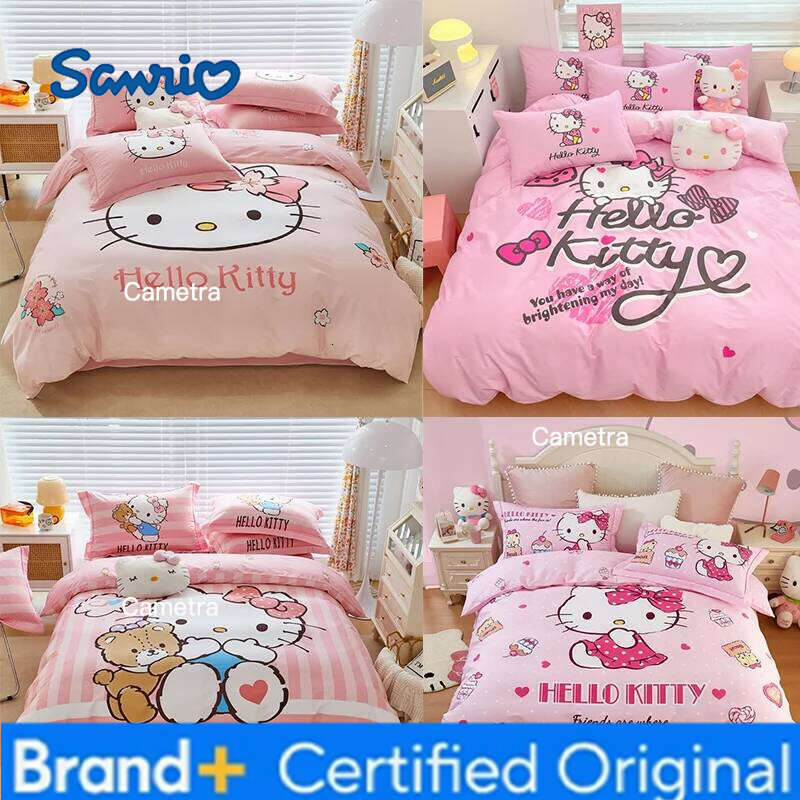Sanrio Flower Hello Kitty | Four Piece Set Of Pure Cotton Duvet Covers For Children And Girls On The Bed H260205