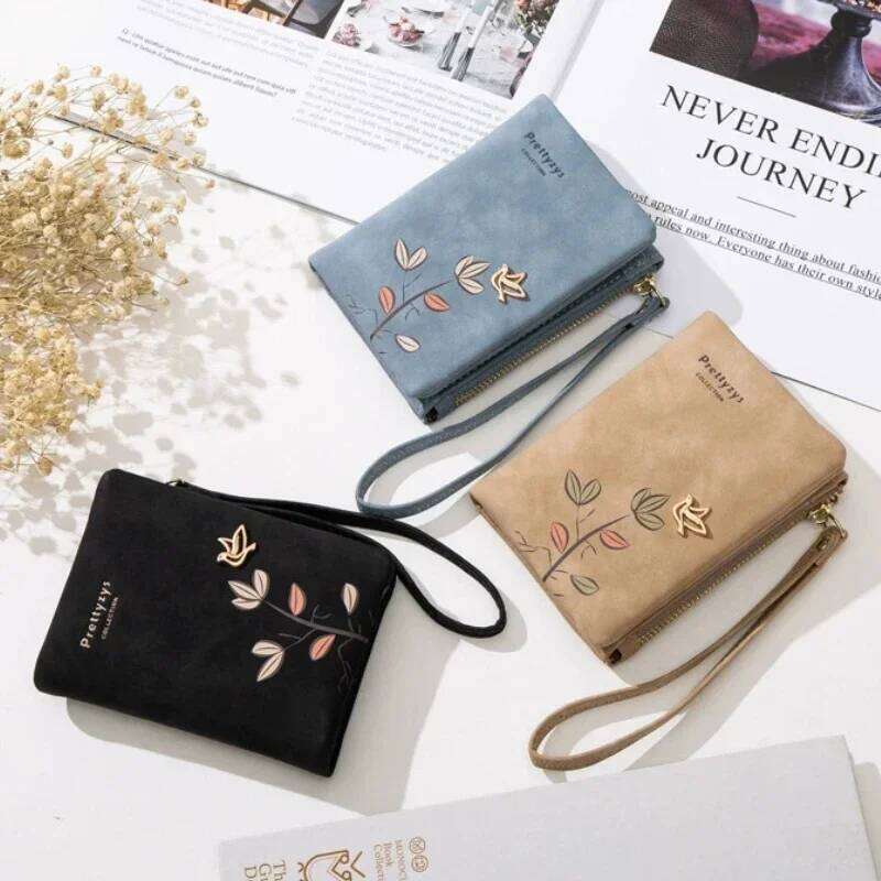 Cute Bird Tree Pattern Women Short Wallet Design Girls Zipper Coin Purse Ladies ID Holder PU Small Clutch Bag Purses Z260205
