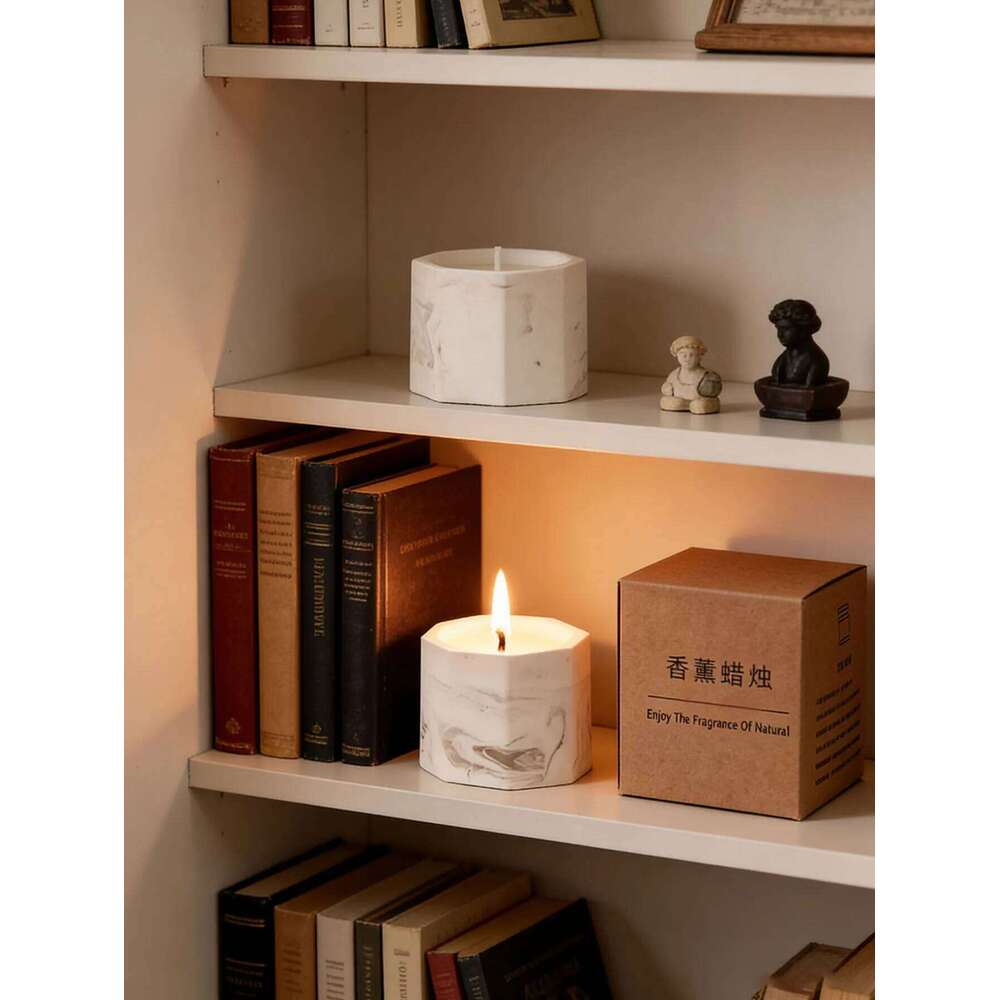 Ink stone plaster cup candle aromatherapy creative gift for a cosy bedroom home with long-lasting essential oil fragrance H260205