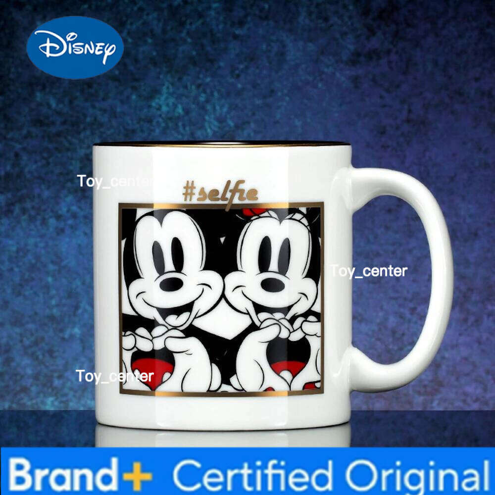 Disney Gold Rim Mickey Minnie Pattern Ceramic Simple Large Capacity Creative Design Cartoon Style Mug for Home Office Cup Use H260205