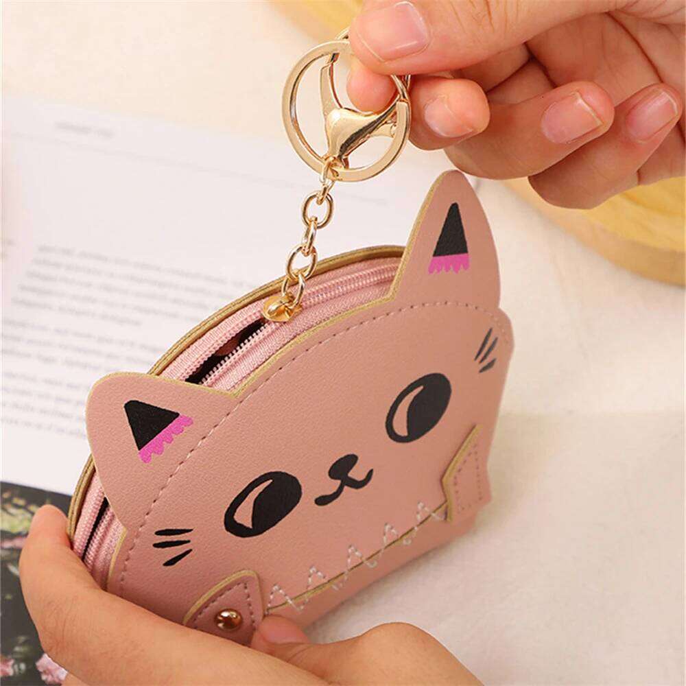 1pc AdorableCat Girl Leather Wallet Cover Cartoon Fresh Accordion Holder Large Capacity Coin Clip Stylish Card Bag Z260205