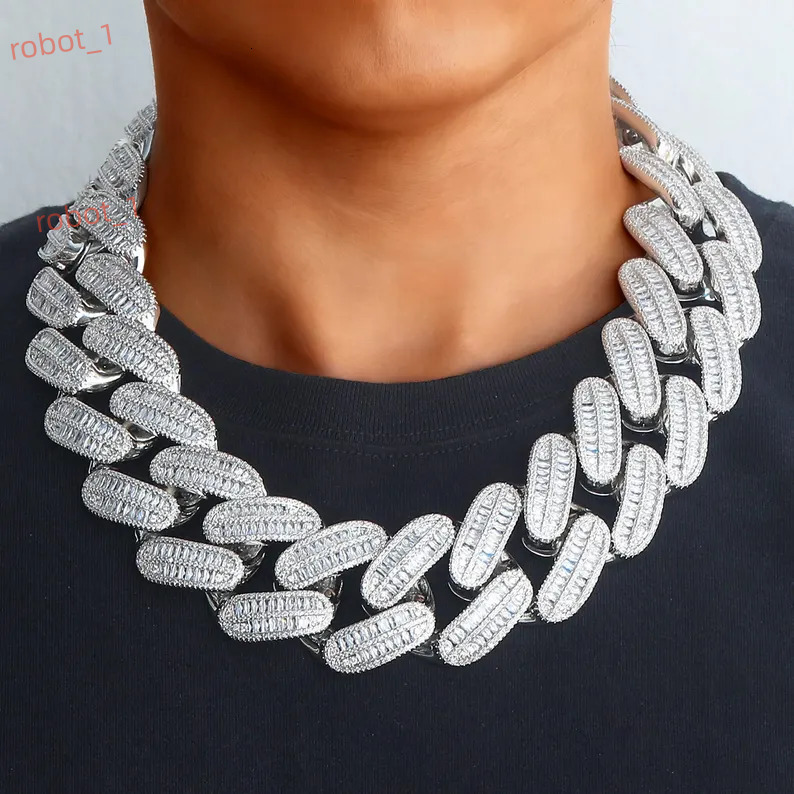 Luxury Iced Out Cuban Link Necklace VVS Moissanite Diamond 925 Silver Hip Hop Statement Chain