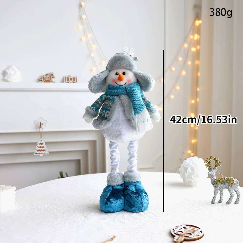 Telescopic Santa Snowman Reindeer Blue Doll, Stretchable Christmas Decor Figure Ornament Toy Gift for Kids Home Xmas Party S260204
