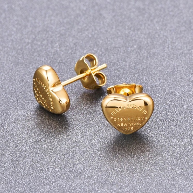 20 Mix Styles Top Quality Classic Style Women Lover Heart Studs Luxury Titanium Steel Earrings Wedding Party Gifts Wholesale