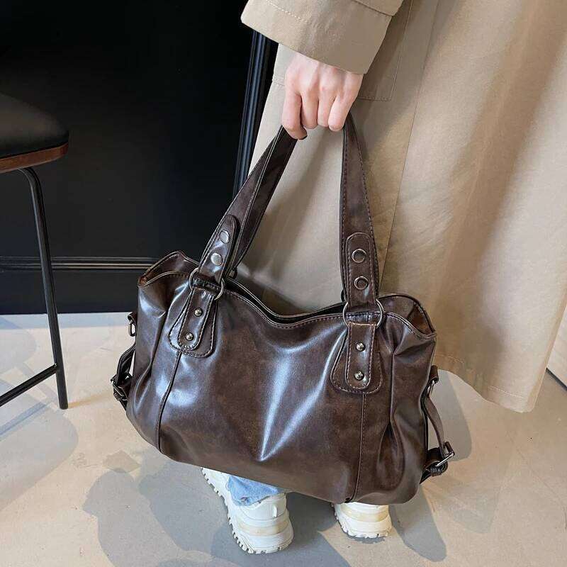 Retro Shoulder Women PU Leather Tote Fashion Large Capacity Crossbody Bag Top Handlebag Hobo Bags for Travel & Commuting Y260204