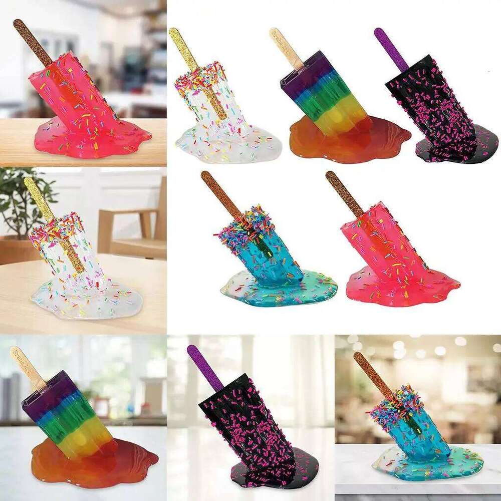 Melting Popsicle Sculpture Ice Cream Statue Decoration Mini Resin Art Crafts S260204